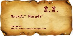 Matkó Margó névjegykártya